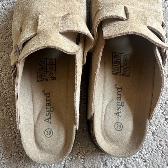 Beige Suede Slip-On Clogs - Picture 2 of 4
